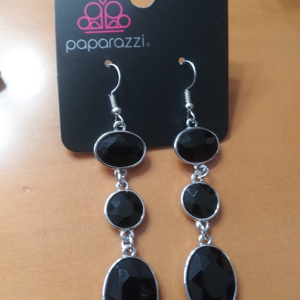 Black jeweled earrings